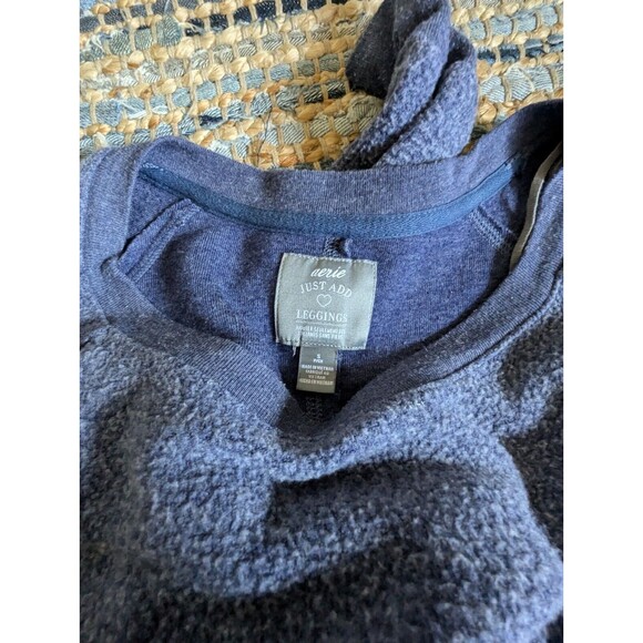 Aerie Purple Fleece Oversized Sweatshirt S Pockets Soft Norm Oversized Top - Picture 3 of 6
